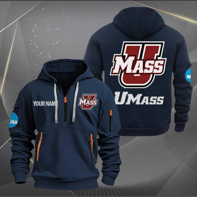 Sportswearmerch Massachusetts Minutemen NCAA Personalized Half Zip Hoodie For Fan