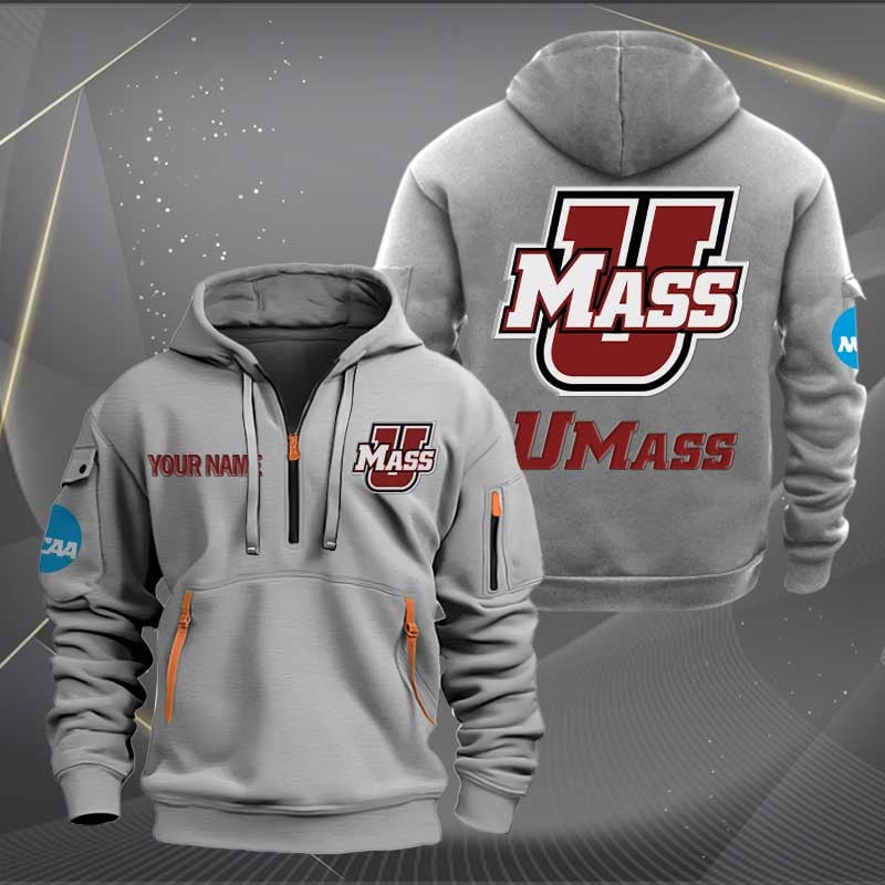 Sportswearmerch Massachusetts Minutemen NCAA Personalized Half Zip Hoodie For Fan