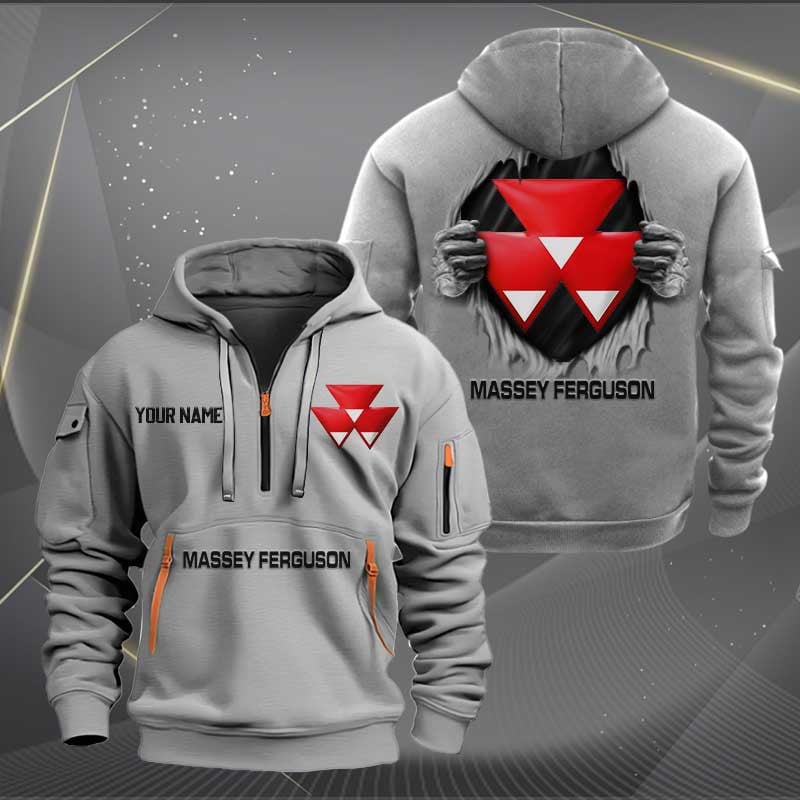 Sportswearmerch Massey Ferguson Tractor Half Zip Hoodie For Fan