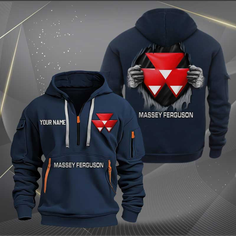 Sportswearmerch Massey Ferguson Tractor Half Zip Hoodie For Fan