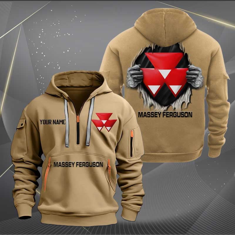 Sportswearmerch Massey Ferguson Tractor Half Zip Hoodie For Fan