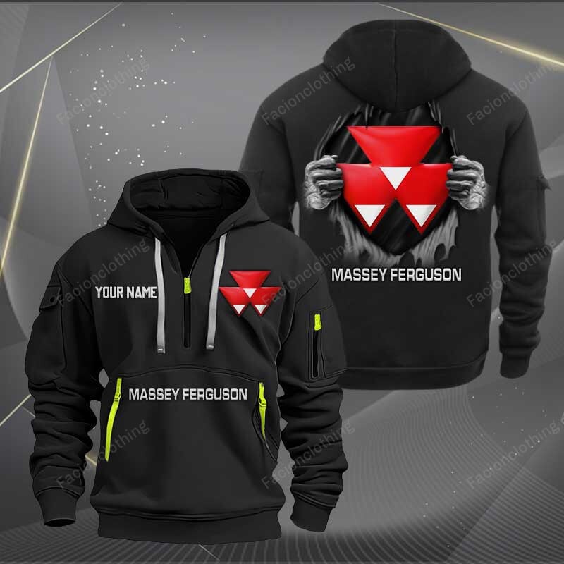 Sportswearmerch Massey Ferguson Tractor Half Zip Hoodie For Fan