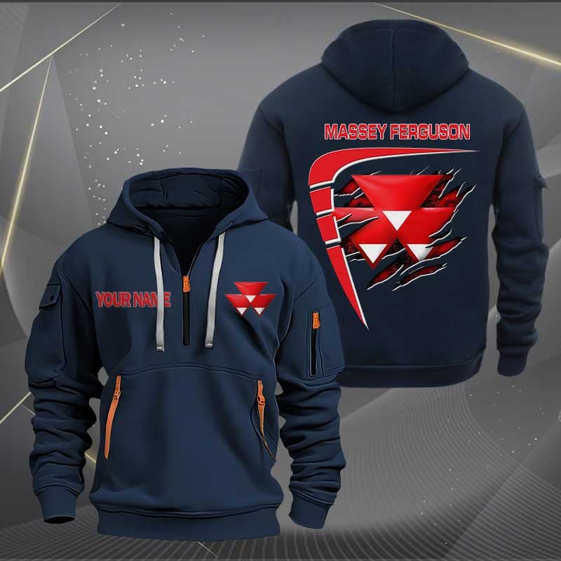 Sportswearmerch Massey Ferguson Tractor Personalized Half Zip Hoodie For Fan