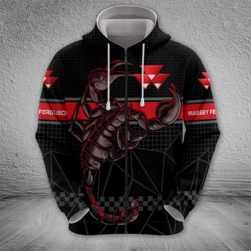 Sportswearmerch Massey Ferguson Tractor Zip Hoodie For Fan