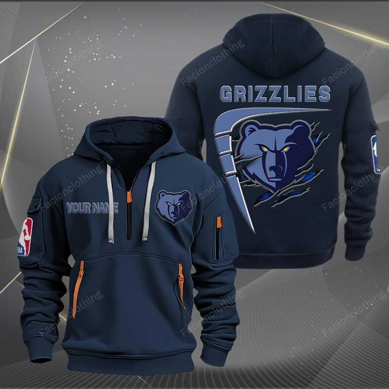 Sportswearmerch Memphis Grizzlies NBA Personalized Half Zip Hoodie For Fan