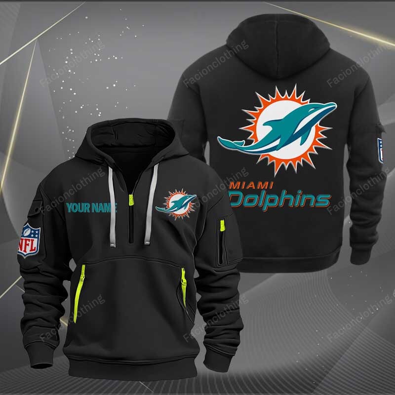 Sportswearmerch Miami Dolphins NFL Half Zip Hoodie For Fan
