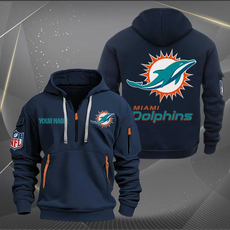 Sportswearmerch Miami Dolphins NFL Half Zip Hoodie For Fan