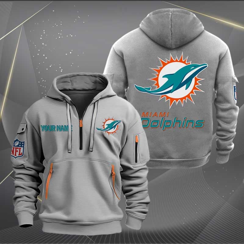 Sportswearmerch Miami Dolphins NFL Half Zip Hoodie For Fan