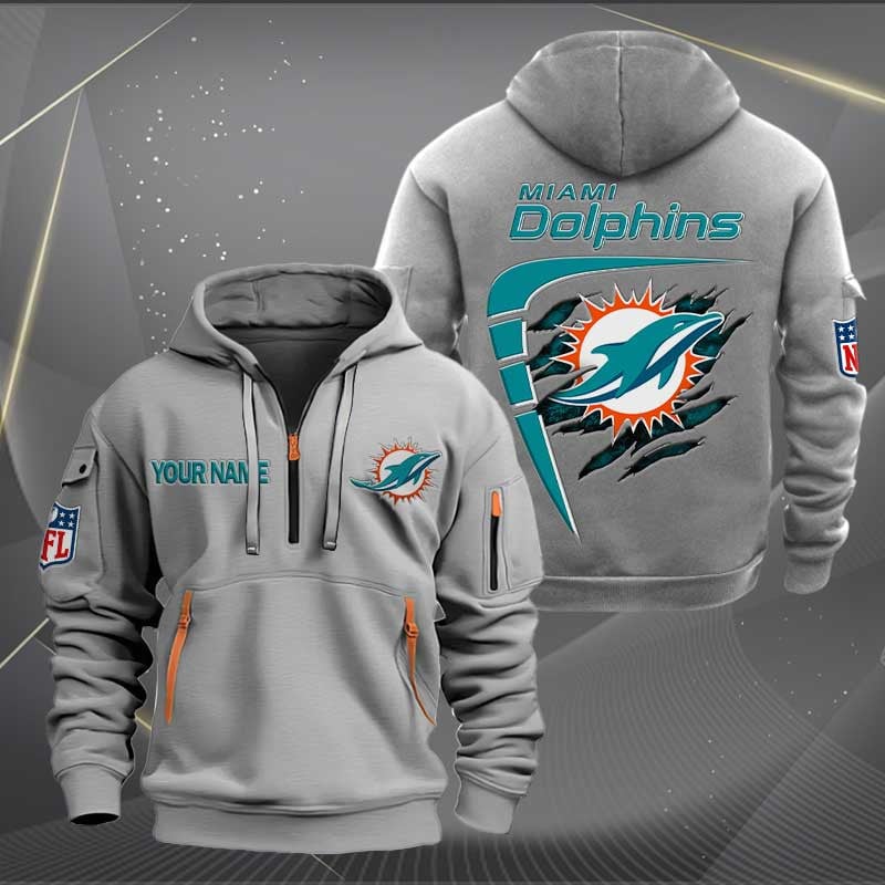 Sportswearmerch Miami Dolphins NFL Personalized Half Zip Hoodie For Fan