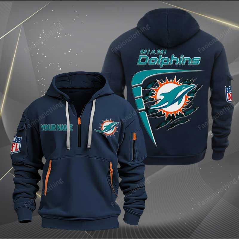 Sportswearmerch Miami Dolphins NFL Personalized Half Zip Hoodie For Fan