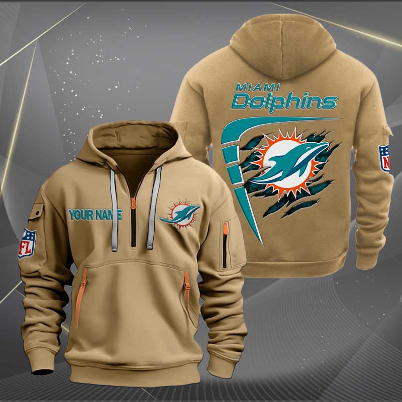 Sportswearmerch Miami Dolphins NFL Personalized Half Zip Hoodie For Fan