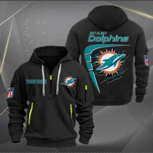 Sportswearmerch Miami Dolphins NFL Personalized Half Zip Hoodie For Fan