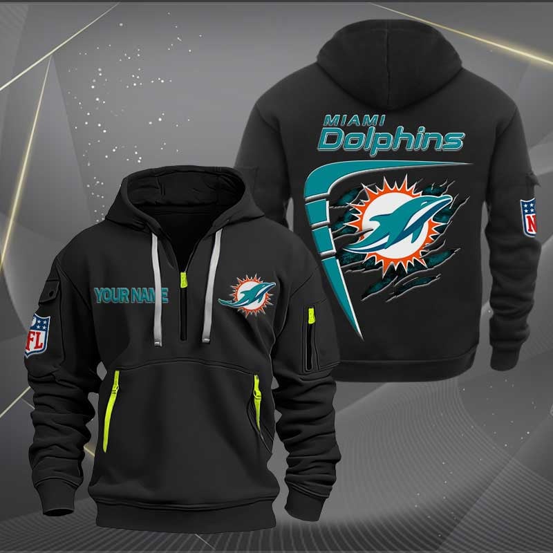 Sportswearmerch Miami Dolphins NFL Personalized Half Zip Hoodie For Fan