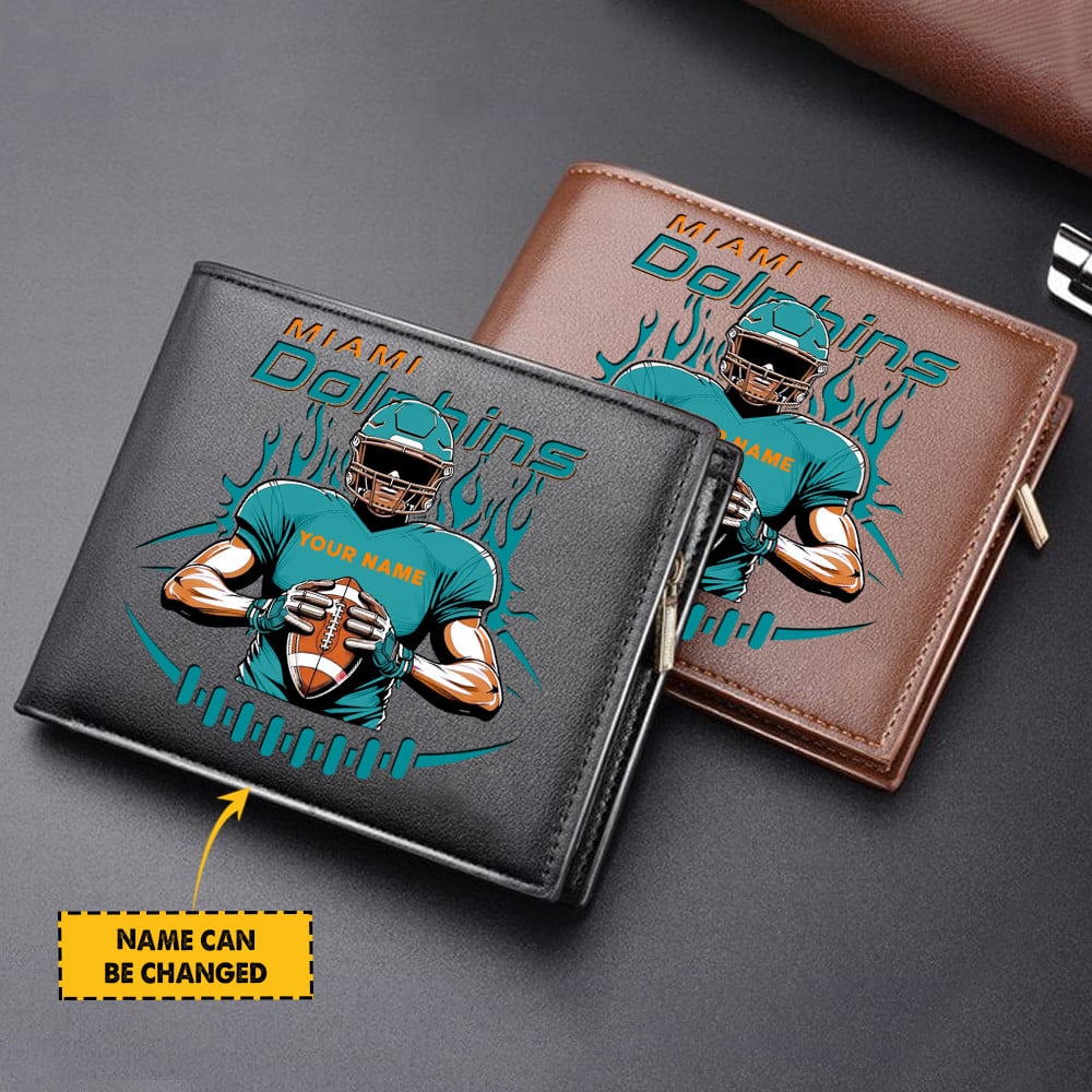 Sportswearmerch Miami Dolphins NFL Personalized Men Wallet For Fan