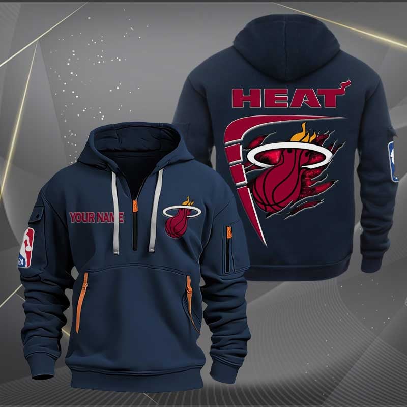 Sportswearmerch Miami Heat NBA Personalized Half Zip Hoodie For Fan