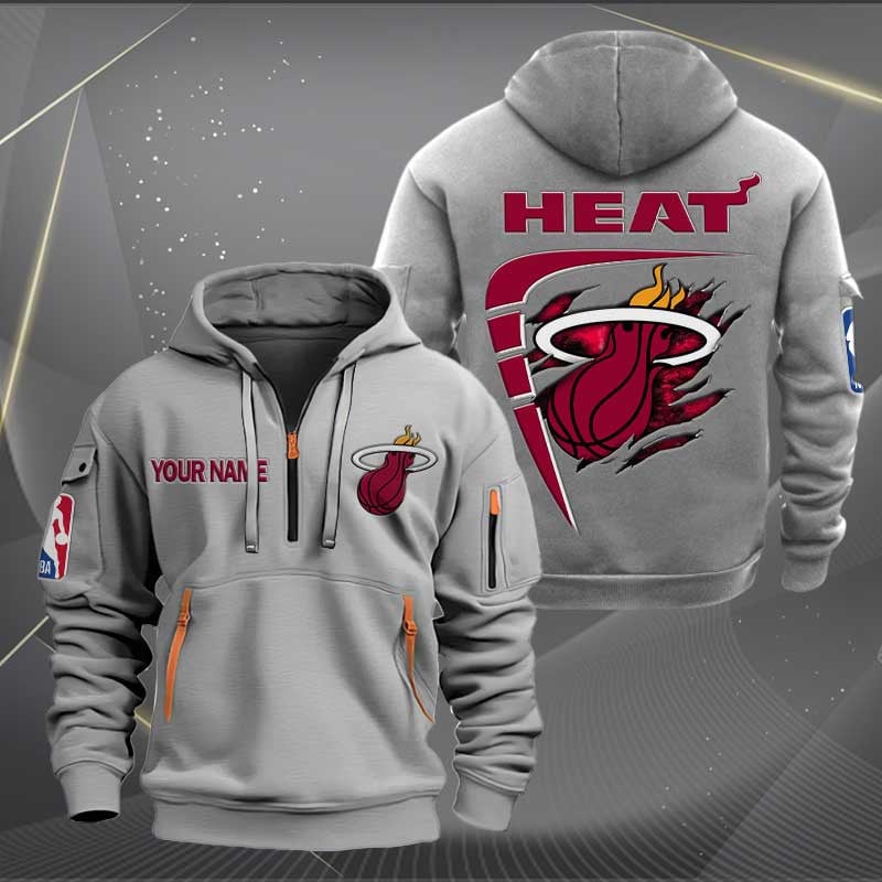 Sportswearmerch Miami Heat NBA Personalized Half Zip Hoodie For Fan