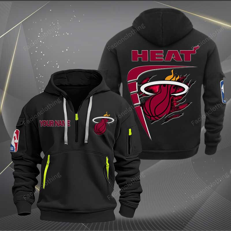 Sportswearmerch Miami Heat NBA Personalized Half Zip Hoodie For Fan