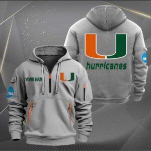 Sportswearmerch Miami Hurricanes NCAA Personalized Half Zip Hoodie For Fan