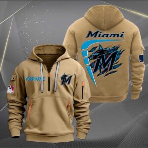 Sportswearmerch Miami Marlins MLB Personalized Half Zip Hoodie For Fan