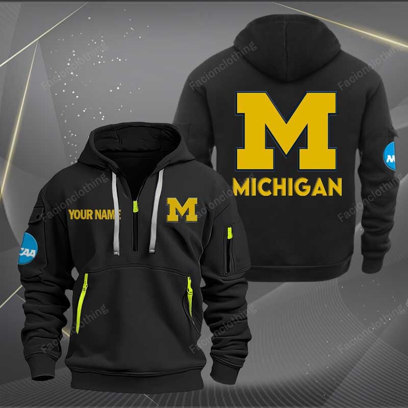 Sportswearmerch Michigan Wolverines NCAA Half Zip Hoodie For Fan