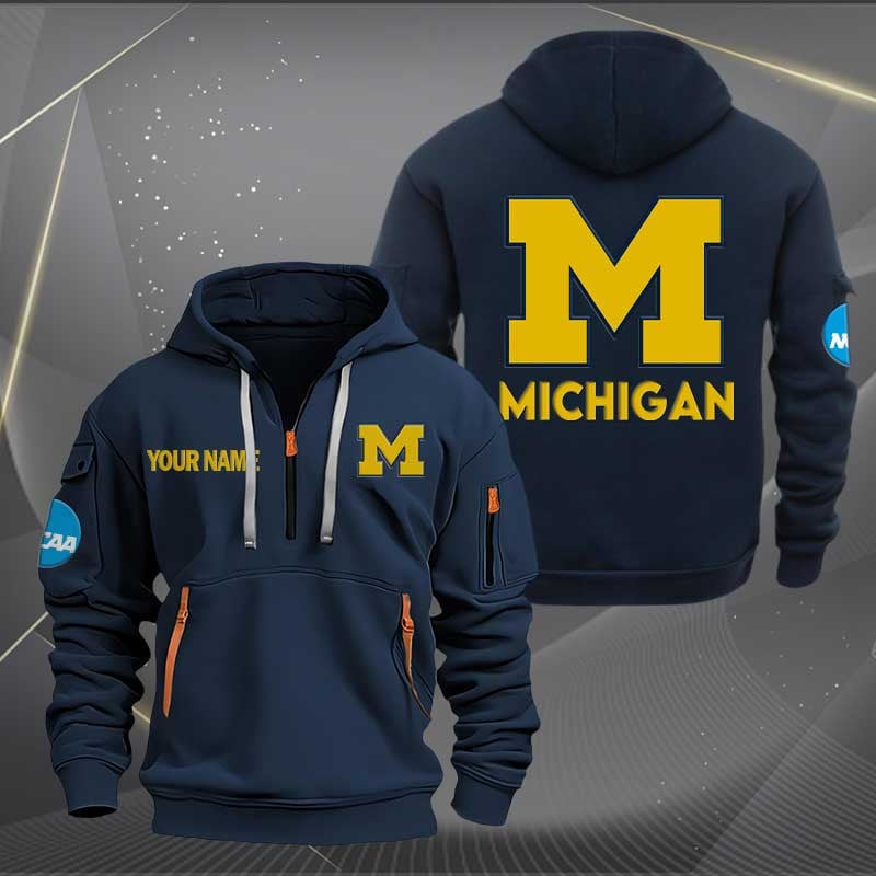 Sportswearmerch Michigan Wolverines NCAA Half Zip Hoodie For Fan