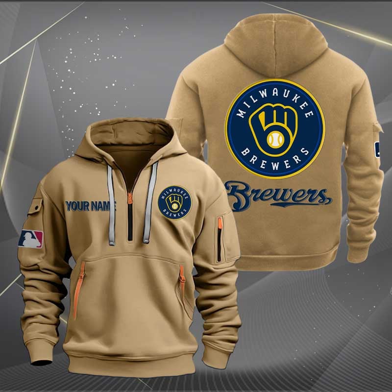 Sportswearmerch Milwaukee Brewers MLB Personalized Half Zip Hoodie For Fan