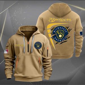 Sportswearmerch Milwaukee Brewers MLB Personalized Half Zip Hoodie For Fan