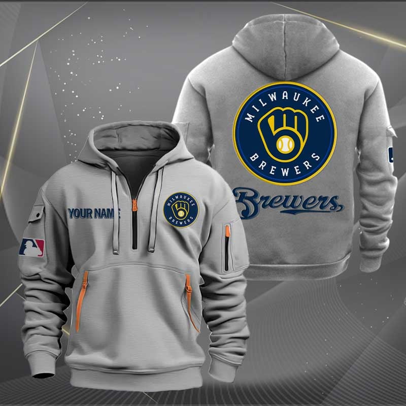 Sportswearmerch Milwaukee Brewers MLB Personalized Half Zip Hoodie For Fan