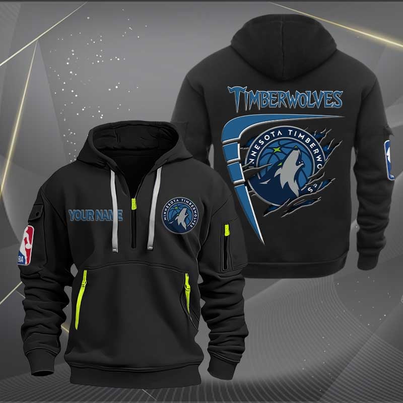 Sportswearmerch Minnesota Timberwolves NBA Personalized Half Zip Hoodie For Fan