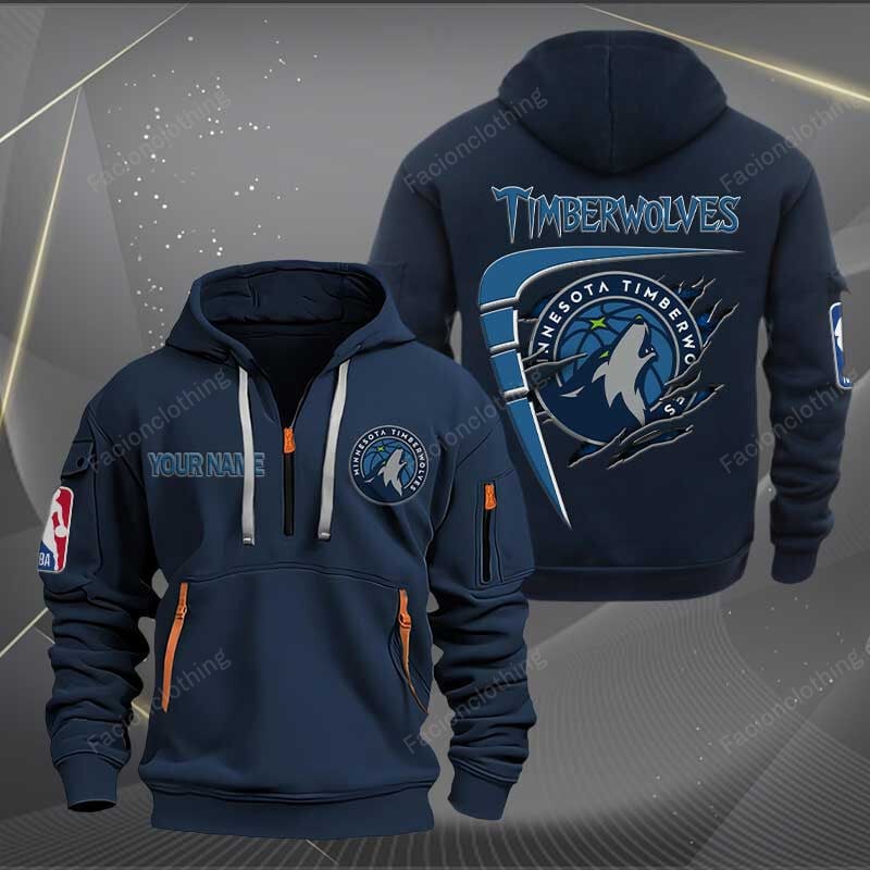 Sportswearmerch Minnesota Timberwolves NBA Personalized Half Zip Hoodie For Fan