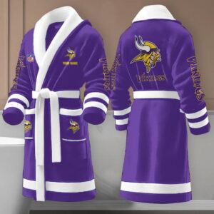 Sportswearmerch Minnesota Vikings NFL New Fleece Bathrobe Personalized Gifts For Fan