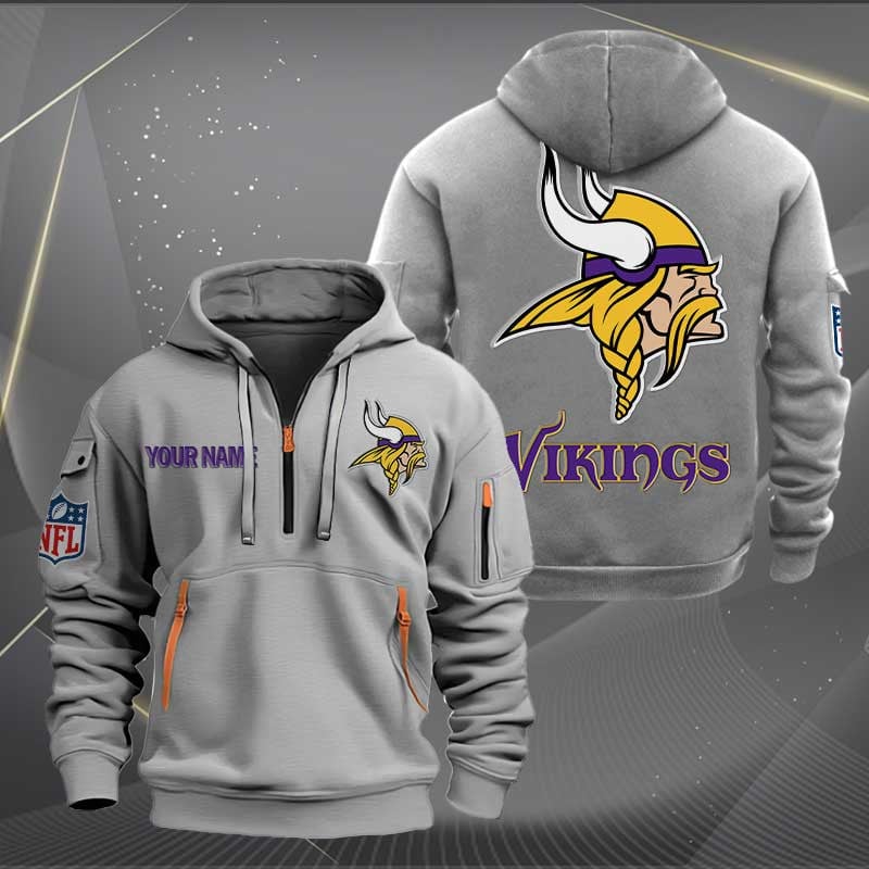 Sportswearmerch Minnesota Vikings NFL Personalized Half Zip Hoodie For Fan