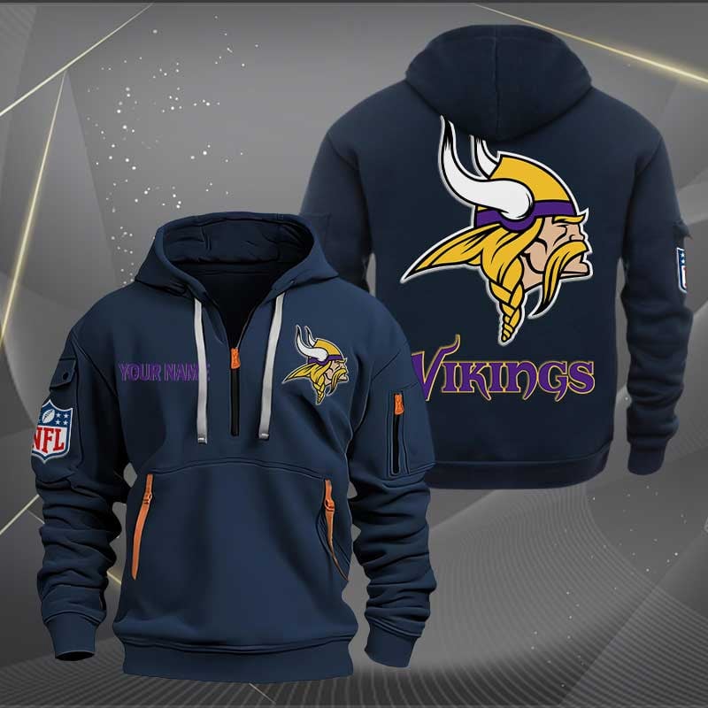 Sportswearmerch Minnesota Vikings NFL Personalized Half Zip Hoodie For Fan