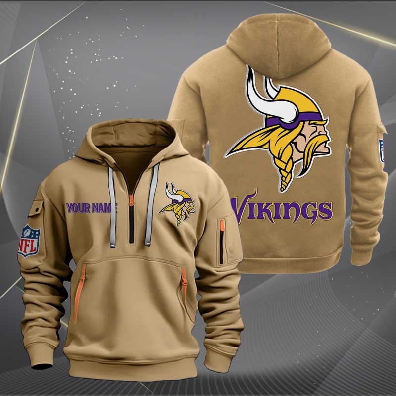 Sportswearmerch Minnesota Vikings NFL Personalized Half Zip Hoodie For Fan