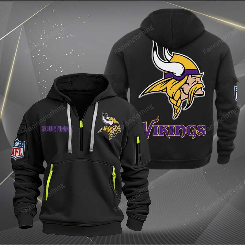 Sportswearmerch Minnesota Vikings NFL Personalized Half Zip Hoodie For Fan