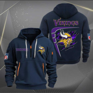 Sportswearmerch Minnesota Vikings NFL Personalized Half Zip Hoodie For Fan