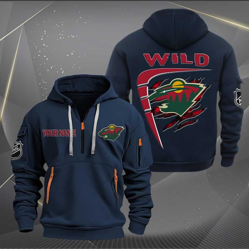 Sportswearmerch Minnesota Wild NHL Personalized Half Zip Hoodie For Fan