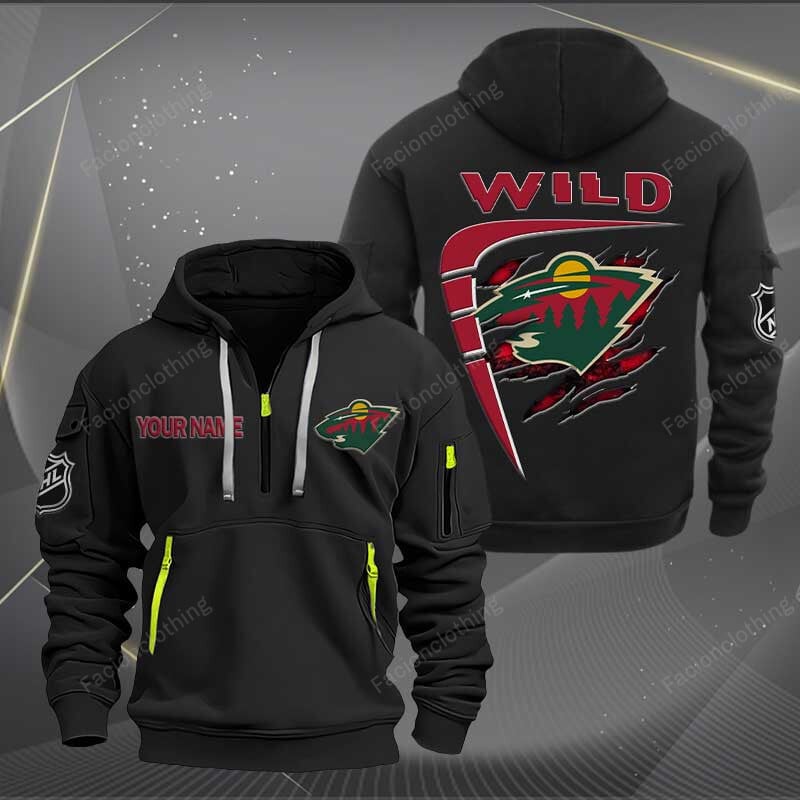 Sportswearmerch Minnesota Wild NHL Personalized Half Zip Hoodie For Fan