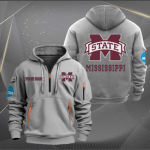 Sportswearmerch Mississippi State Bulldogs NCAA Personalized Half Zip Hoodie For Fan