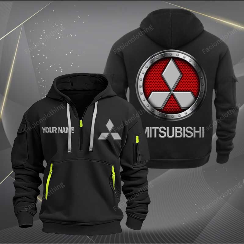 Sportswearmerch Mitsubishi Car Personalized Half Zip Hoodie For Fan