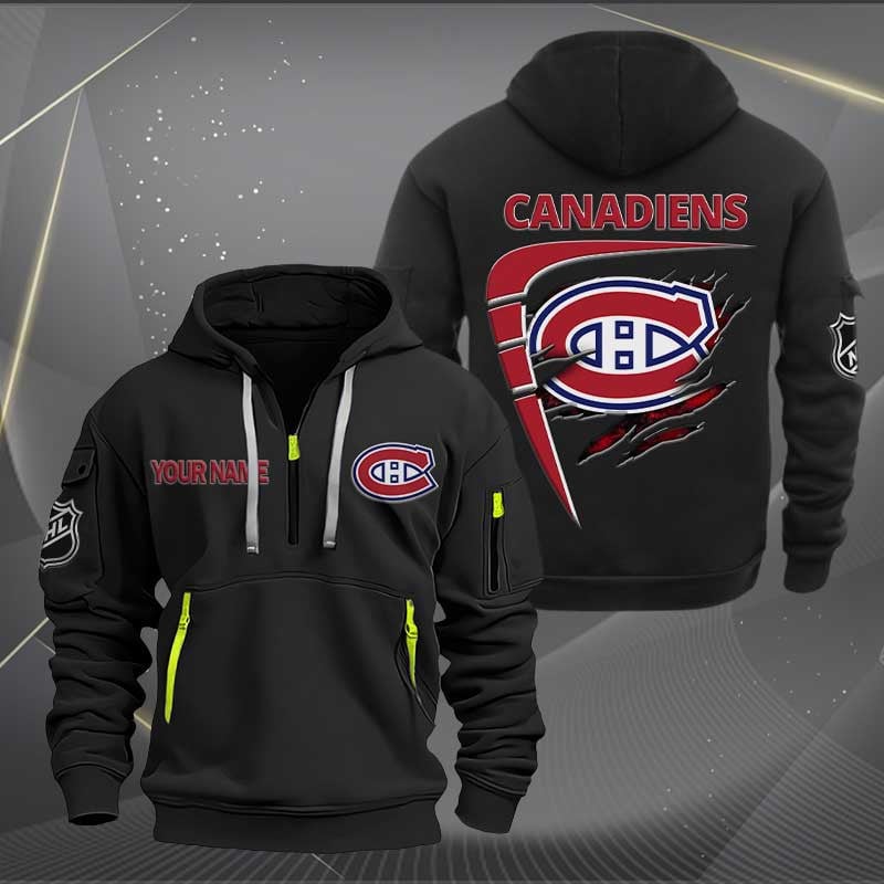 Sportswearmerch Montreal Canadiens NHL Personalized Half Zip Hoodie For Fan