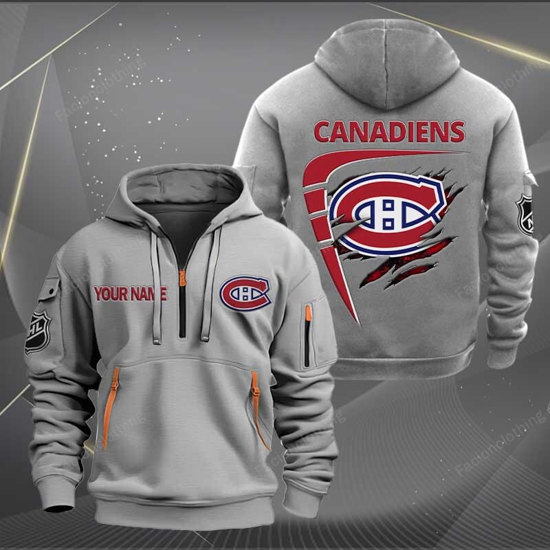 Sportswearmerch Montreal Canadiens NHL Personalized Half Zip Hoodie For Fan