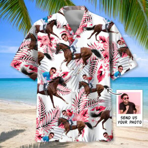 Sportswearmerch Nature Horse Racing Custom Face Hawaiian Shirt For Fan
