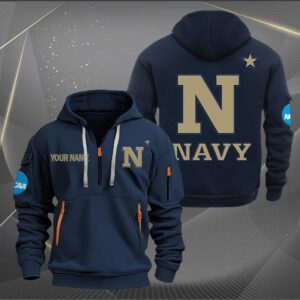 Sportswearmerch Navy Midshipmen NCAA Personalized Half Zip Hoodie For Fan