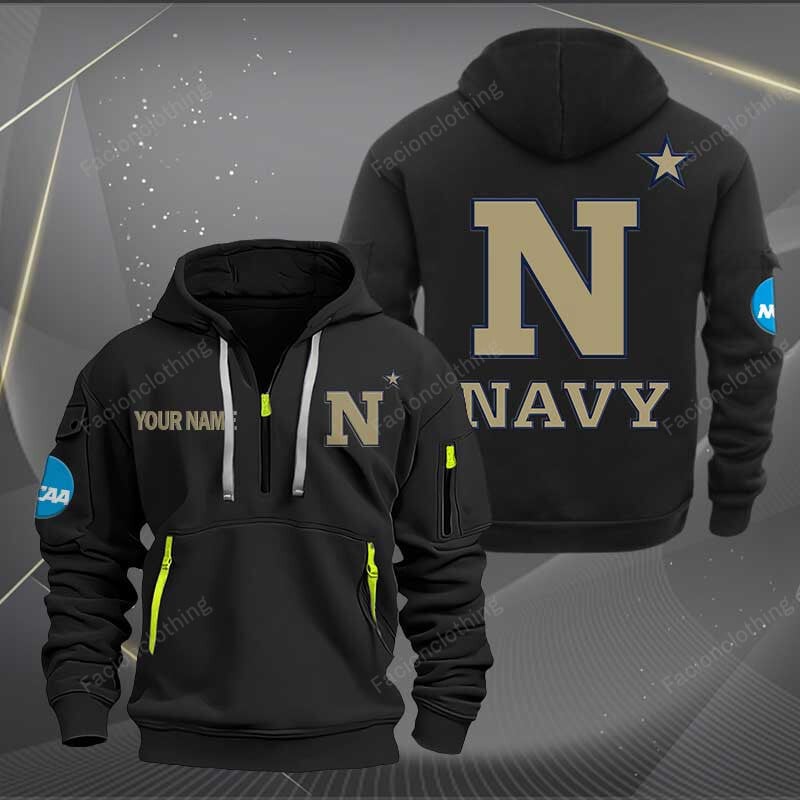 Sportswearmerch Navy Midshipmen NCAA Personalized Half Zip Hoodie For Fan