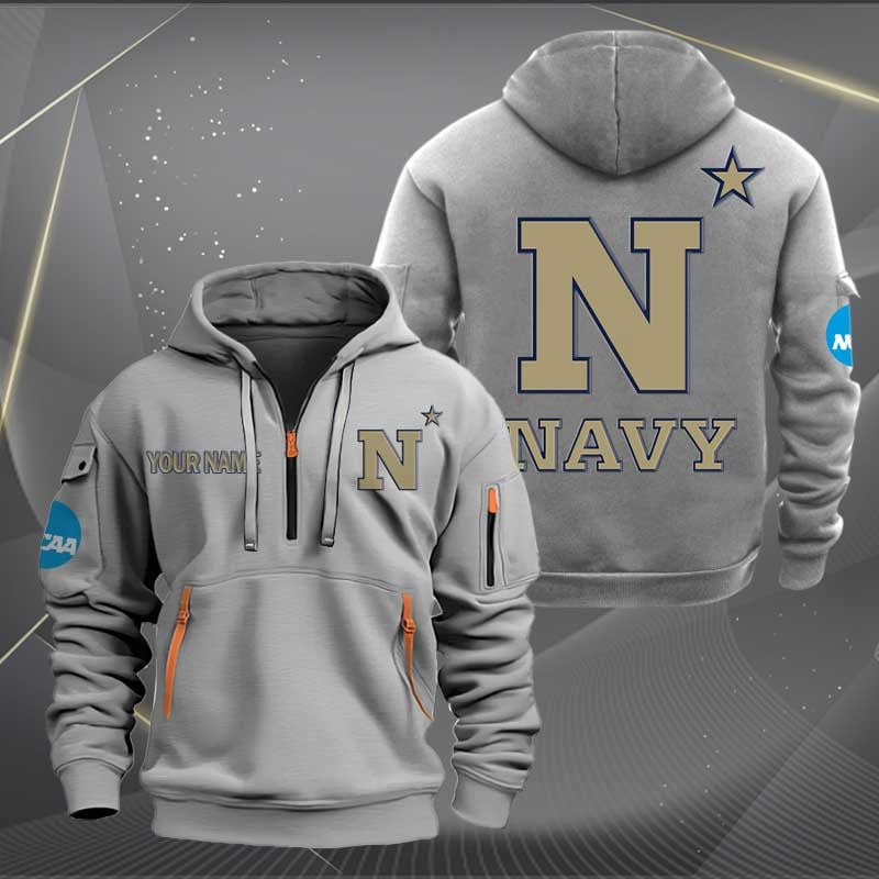 Sportswearmerch Navy Midshipmen NCAA Personalized Half Zip Hoodie For Fan