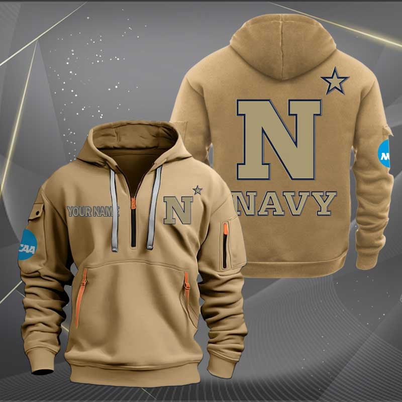 Sportswearmerch Navy Midshipmen NCAA Personalized Half Zip Hoodie For Fan