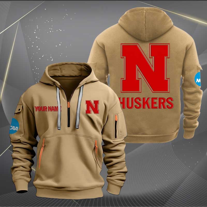 Sportswearmerch Nebraska Cornhuskers NCAA Personalized Half Zip Hoodie For Fan