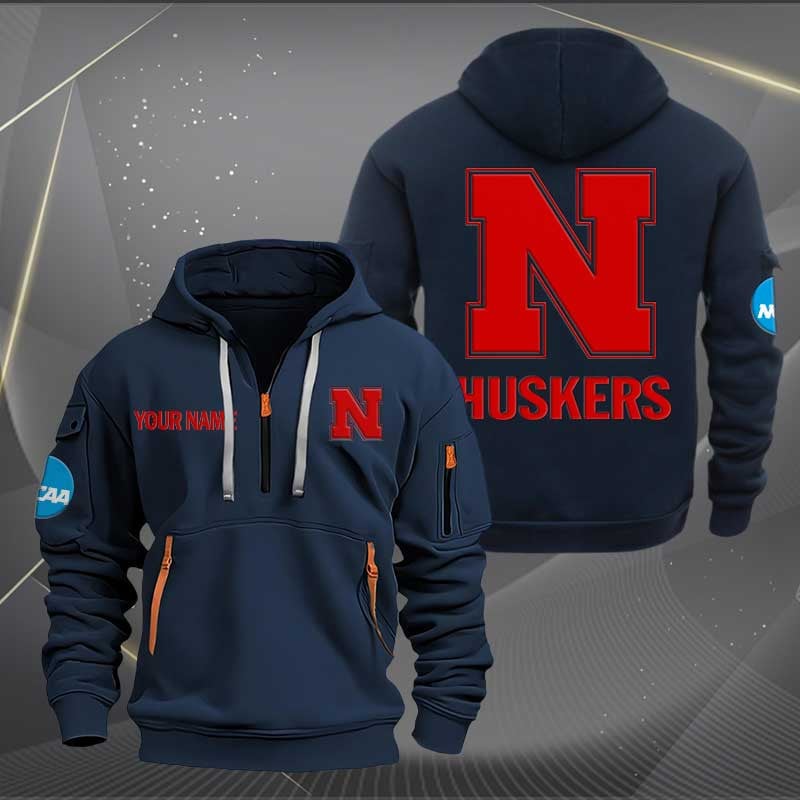 Sportswearmerch Nebraska Cornhuskers NCAA Personalized Half Zip Hoodie For Fan