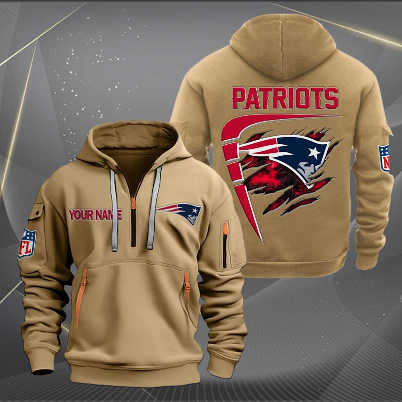 Sportswearmerch New England Patriots NFL Personalized Half Zip Hoodie For Fan
